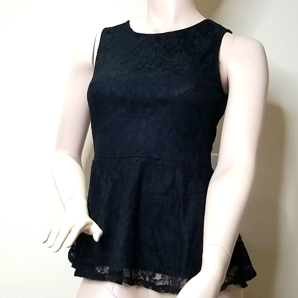 Day & Night Black Lace Blouse with Cut Out Back